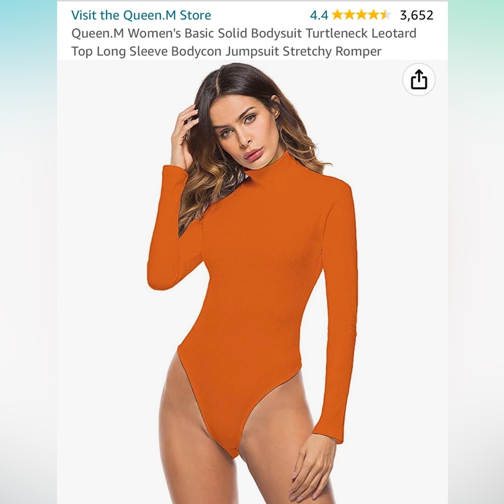 Ribbed Orange Turtle neck Bodysuit size XSmall